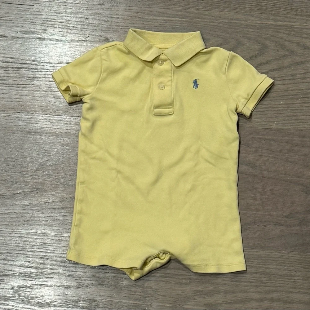 Ralph Lauren Soft Yellow Kids Polo Romper